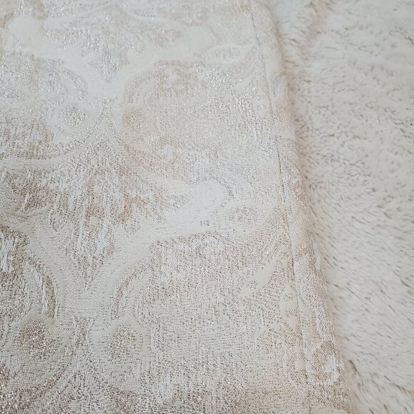 Ann Taylor Cream Ivory Gold Metallic Shimmer Damask Belt Pencil Skirt Women 2 - Picture 4 of 10